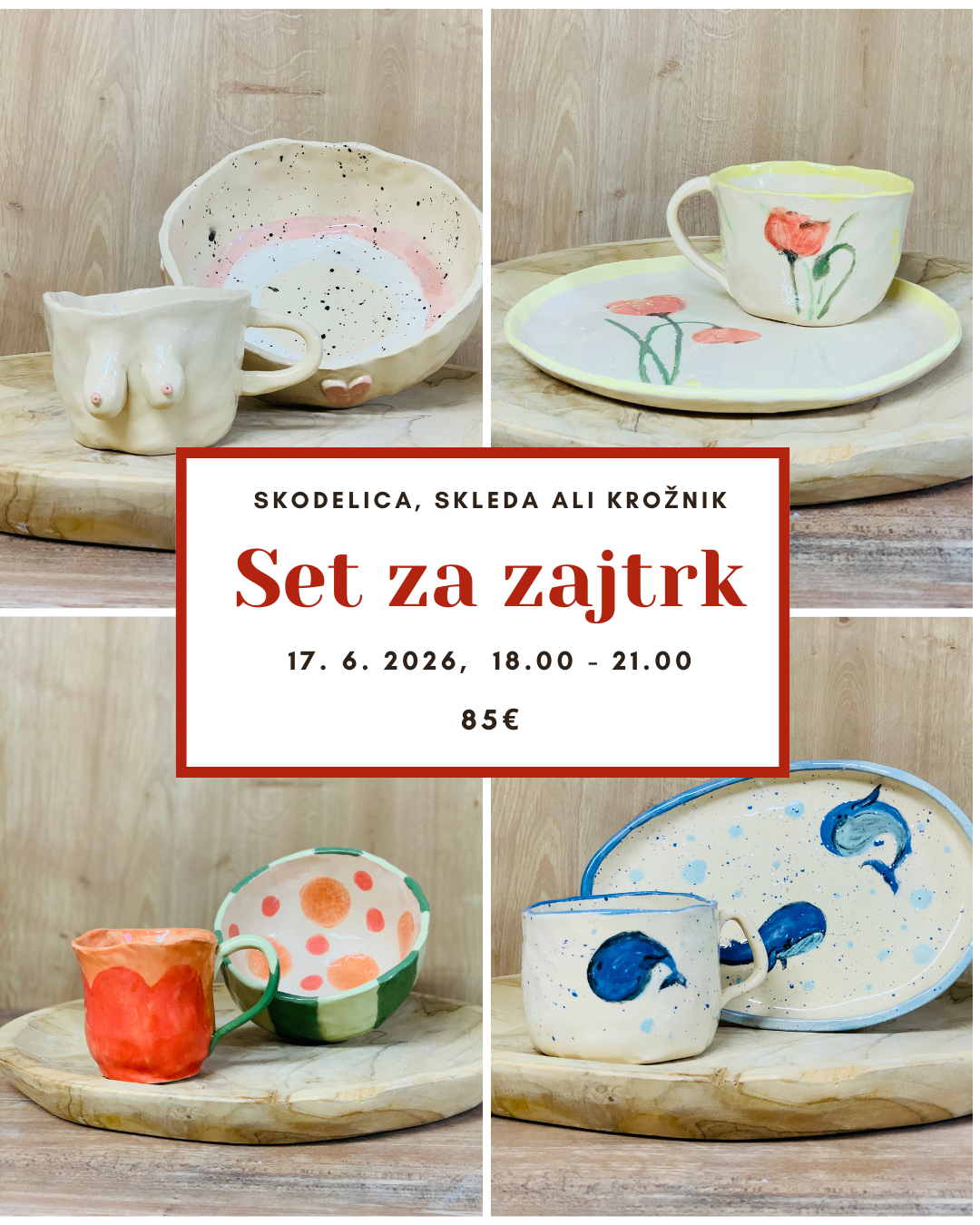 Petek, 17. 7. 2026 od 18.00 do 21.00 DELAVNICA SET ZA ZAJTRK