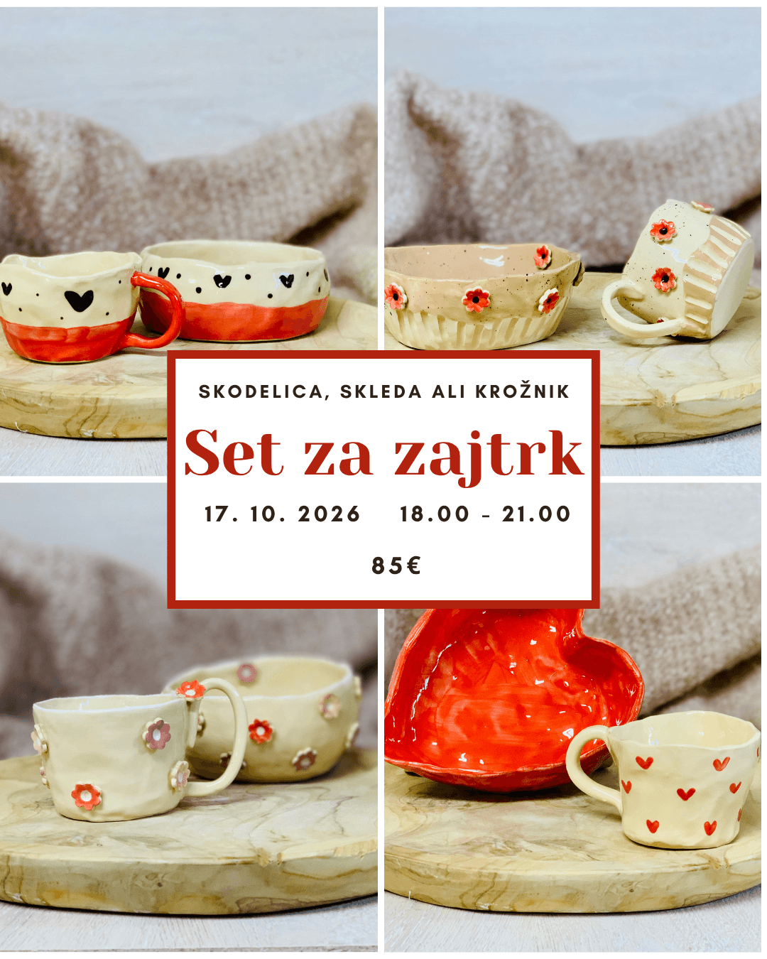 Sobota, 17. 10. 2026 od 18.00 do 21.00 - DELAVNICA SET ZA ZAJTRK